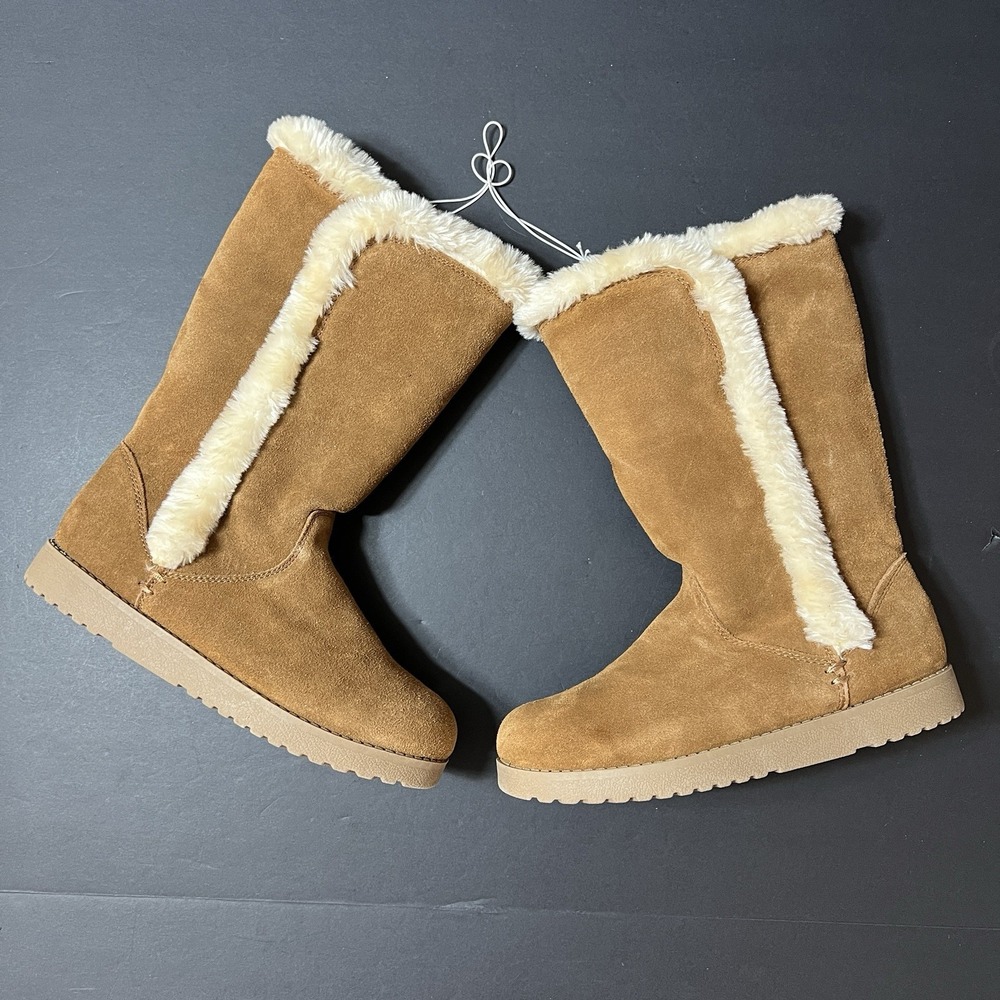 Women's Chestnut Suede Warm & Comfortable Mid Calf Boots Size 7 NWOB